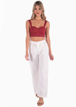 Crop top de tiras con escote corazón color rojo para mujer - Flashy