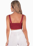 Crop top de tiras con escote corazón color rojo para mujer - Flashy