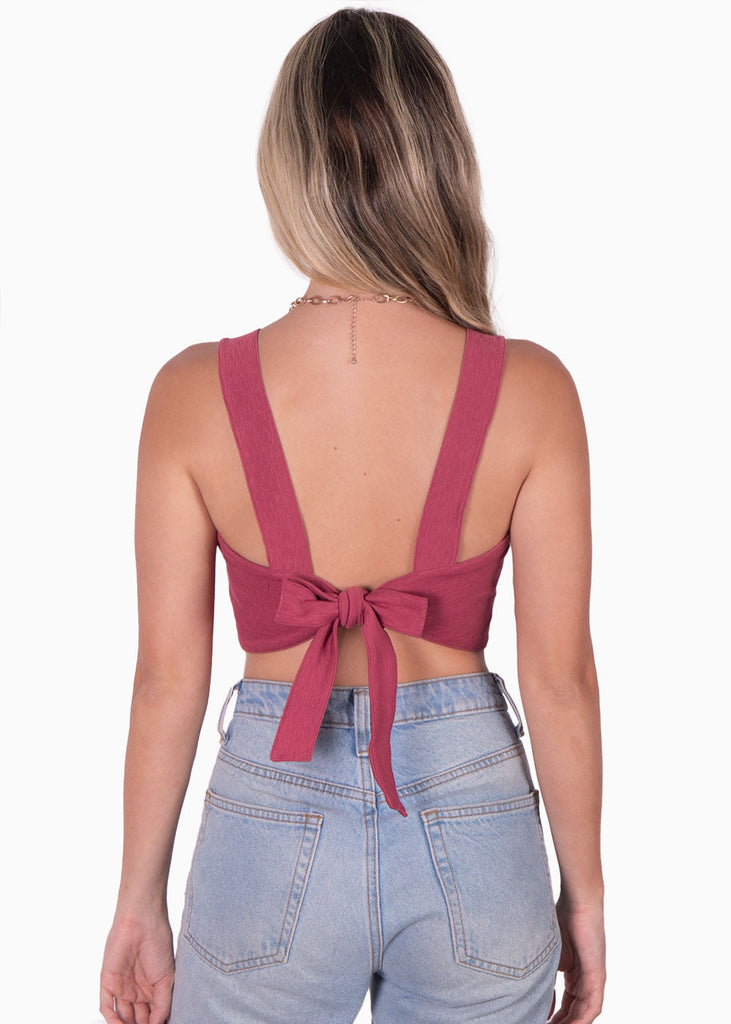 Crop top de tiras con escote cuadrado color rojo para mujer - Flashy