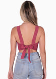Crop top de tiras con escote cuadrado color rojo para mujer - Flashy