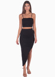 Crop top de tiras con escote cuadrado color negro para mujer - Flashy