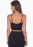 Crop top de tiras con escote cuadrado color negro para mujer - Flashy