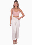 Crop top de tiras con escote en v color rosado para mujer - Flashy