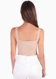 Crop top de tiras con escote en v color beige para mujer - Flashy