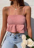 Crop top de tiras con recogido color rosado para mujer - Flashy