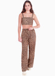 Crop top de tiras de animal print color café para mujer - Flashy