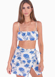 Crop top de tiras color marfil para mujer - Flashy