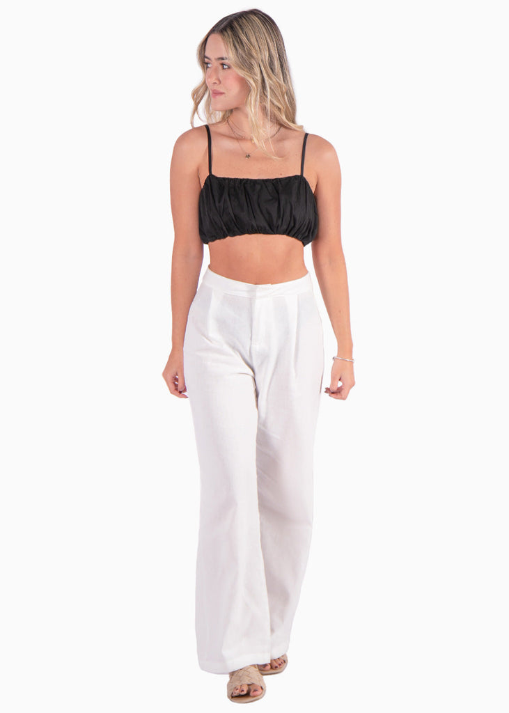 Crop top de tiras color negro para mujer - Flashy