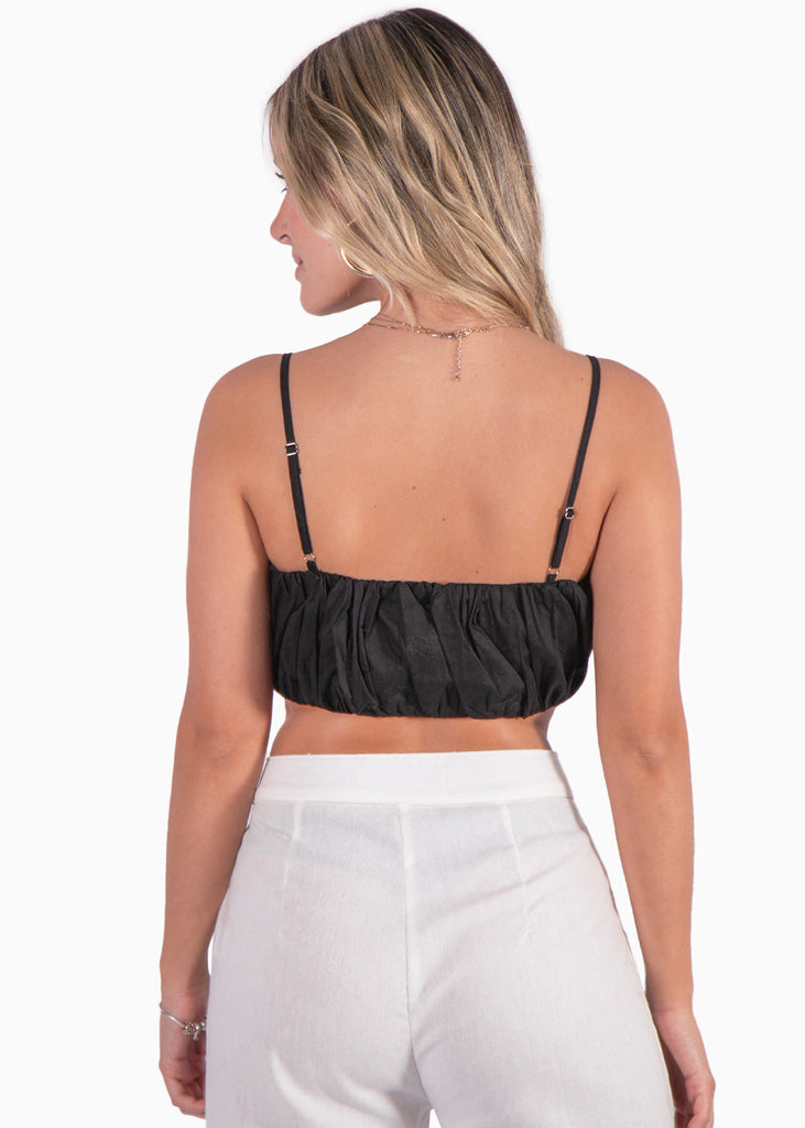 Crop top de tiras color negro para mujer - Flashy