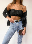 Crop top de tiras color negro para mujer - Flashy