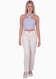 Crop top halter de tiras color azul para mujer - Flashy