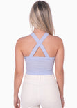 Crop top halter de tiras color azul para mujer - Flashy