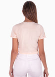 Camiseta crop manga corta con aro color rosado para mujer - Flashy