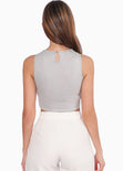 Crop top sin mangas con lentejuelas color gris para mujer - Flashy