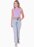 Crop top sin mangas con perlas color lila, morado para mujer - Flashy