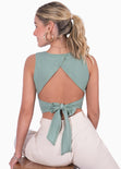 Crop top sin mangas color verde para mujer - Flashy