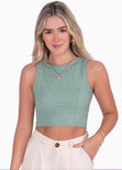Crop top sin mangas color verde para mujer - Flashy