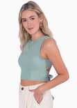 Crop top sin mangas color verde para mujer - Flashy