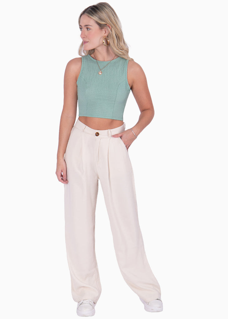 Crop top sin mangas color verde para mujer - Flashy