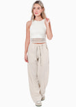 Crop top sin mangas y de malla color blanco para mujer - Flashy