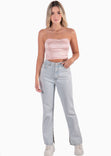 Crop top strapless con puntas color rosado para mujer - Flashy