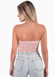 Crop top strapless con puntas color rosado para mujer - Flashy