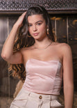 Crop top strapless con puntas color rosado para mujer - Flashy