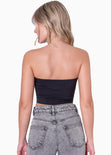 Crop top strapless con puntas y taches color negro para mujer - Flashy