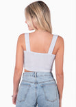 Crop top tejido de tiras con escote corazon color azul para mujer - Flashy