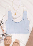 Crop top tejido de tiras con escote corazon color azul para mujer - Flashy