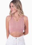 Crop top tejido de tiras con escote en v color rosado para mujer - Flashy