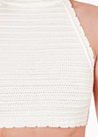 Crop top tejido tipo halter con espalda descubierta color blanco, marfil para mujer - Flashy