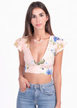 Crop top cruzado flores para mujer - Flashy