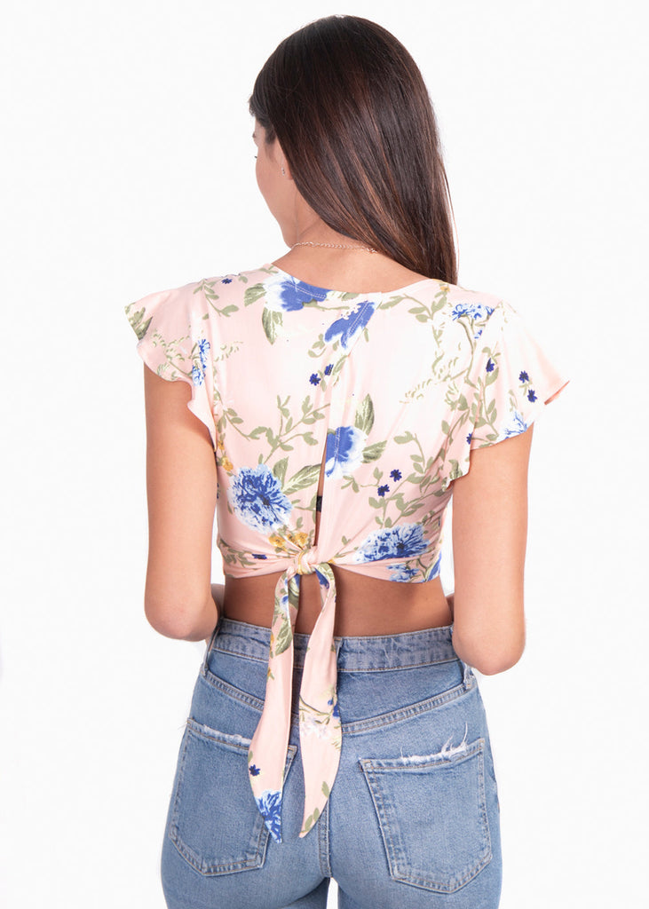 Crop top cruzado flores para mujer - Flashy