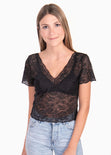 Blusa crop de encaje para mujer - Flashy