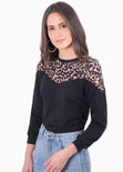 Buso con corte y estampado de leopardo para mujer - Flashy
