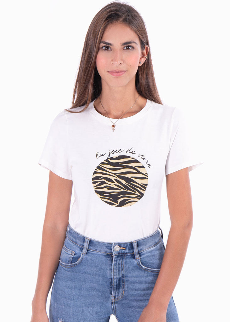 Camiseta estampada "la joie de vivre" para mujer - Flashy