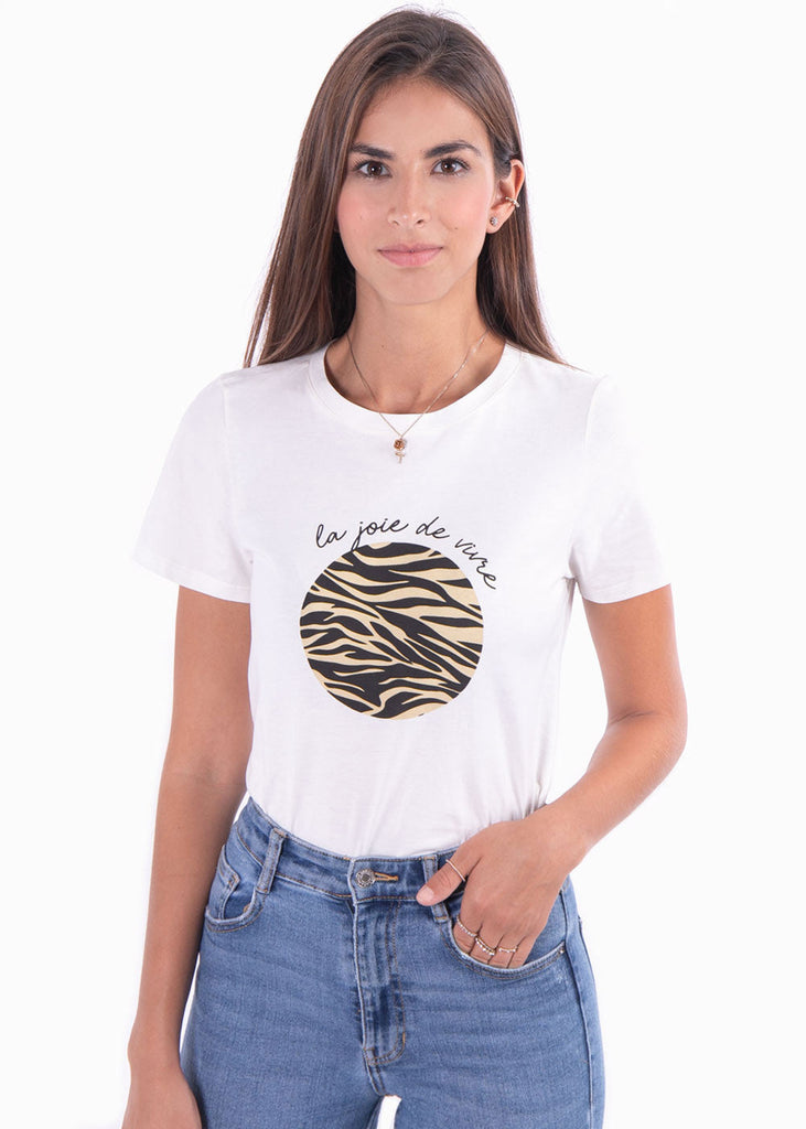 Camiseta estampada "la joie de vivre" para mujer - Flashy
