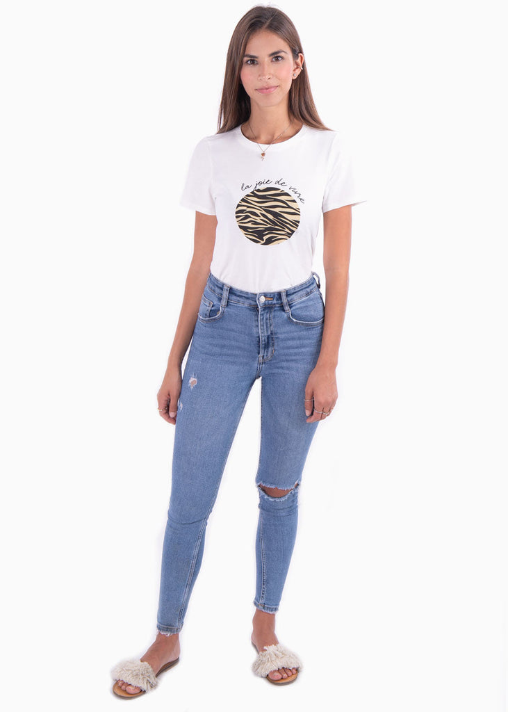 Camiseta estampada "la joie de vivre" para mujer - Flashy