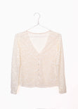 Blusa manga larga con tela de encaje para mujer - Flashy