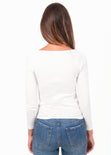 Blusa manga larga con detalle en escote para mujer - Flashy