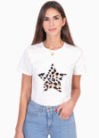 Camiseta con estrella de leopardo para mujer - Flashy
