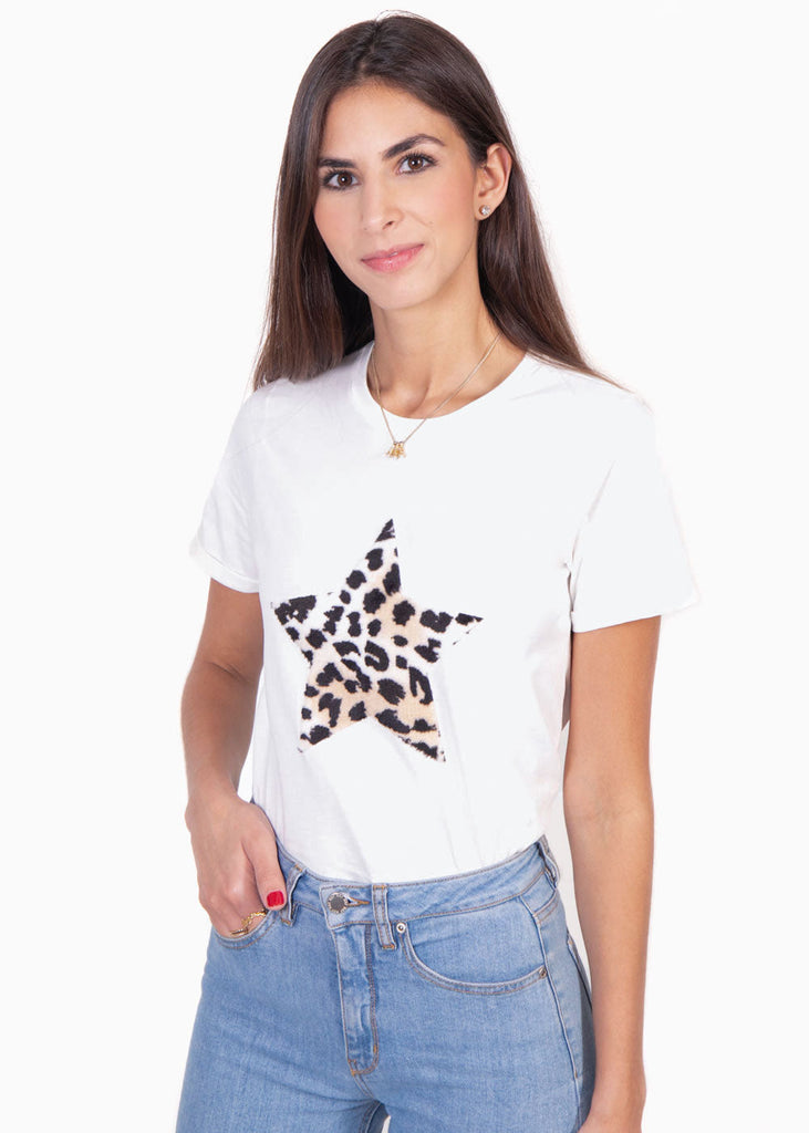 Camiseta con estrella de leopardo para mujer - Flashy