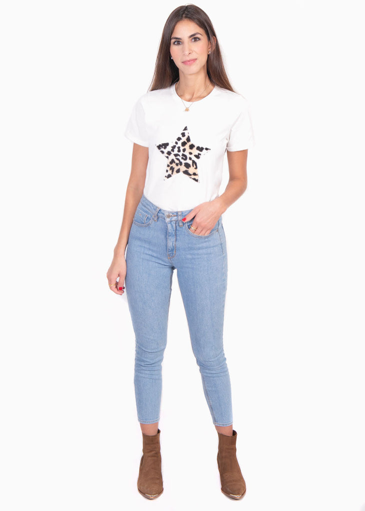 Camiseta con estrella de leopardo para mujer - Flashy