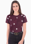 Camiseta estampada estrellas con bolsillo para mujer - Flashy