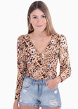 Blusa de leopardo manga larga para mujer - Flashy
