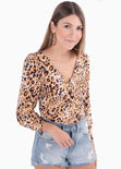 Blusa de leopardo manga larga para mujer - Flashy