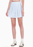 Falda corta con pliegues color azul para mujer - Flashy
