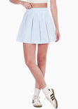 Falda corta con pliegues color azul para mujer - Flashy
