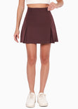 Falda corta con pliegues color café para mujer - Flashy